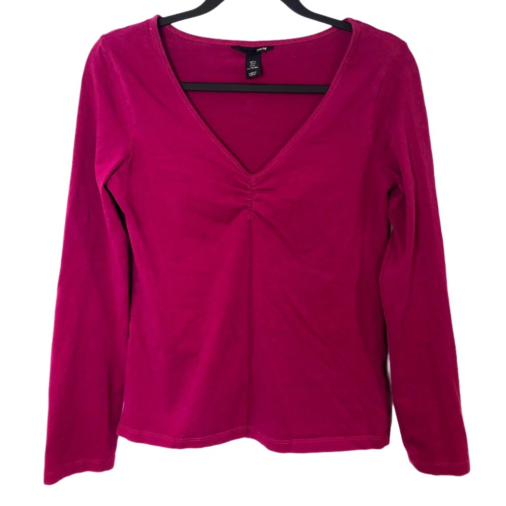 H&M Rouched V Longsleeve Top